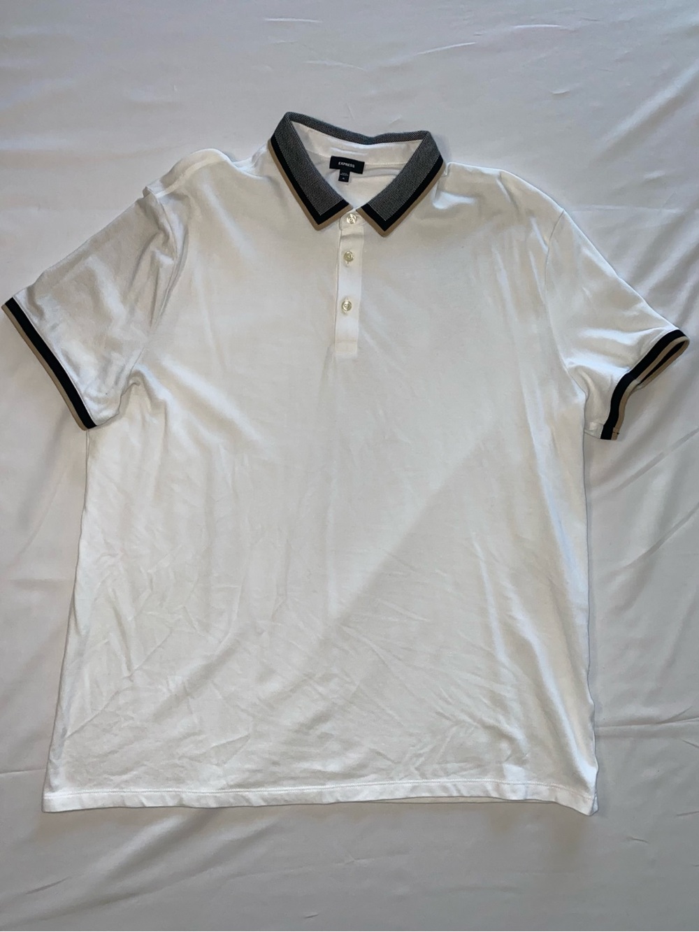 Express White Polo with Black Trim Collar